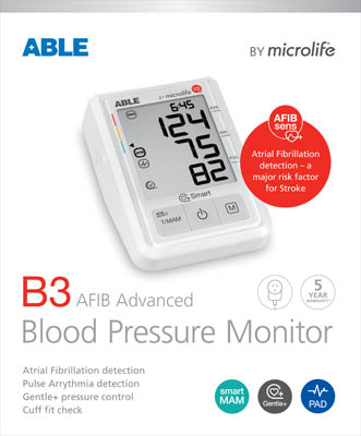 Able B3 AFIB Advanced Blood Pressure Monitor pack 2D